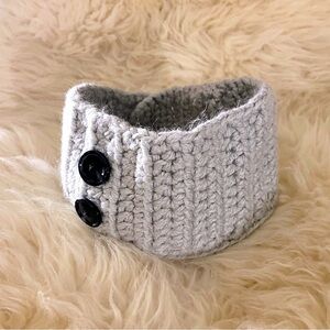 Handmade Crocheted Light Gray Winter Headband